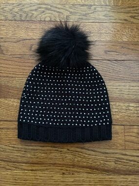Venus Black Pom Beanie with Silver Studs